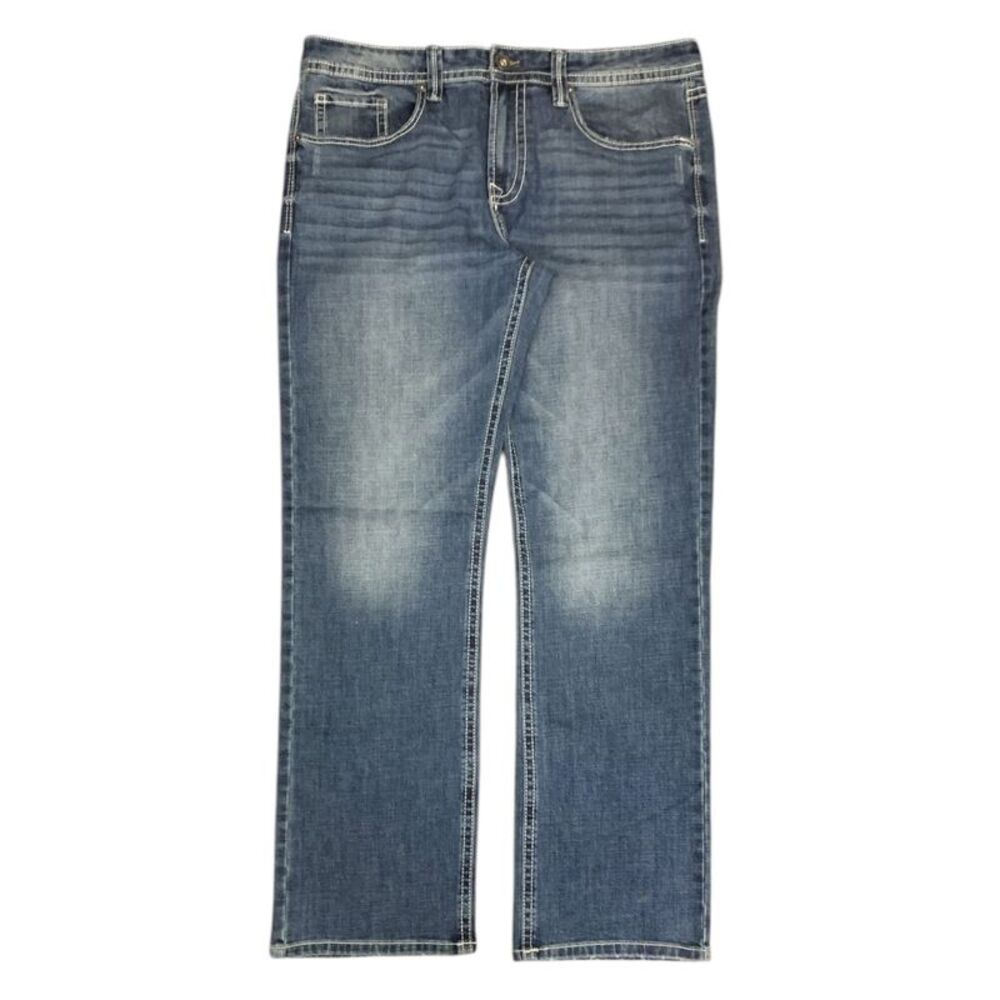 Clyde - Axel Men's Slim Boot Cut Stretch Comfort Button & Zip Closure Denim Jean